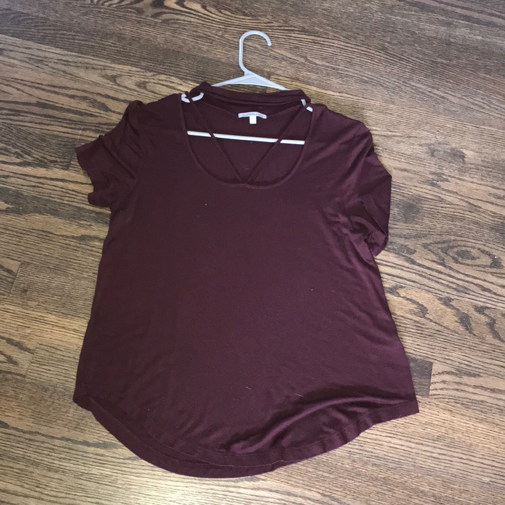 Short sleeve shirt with chest cut out